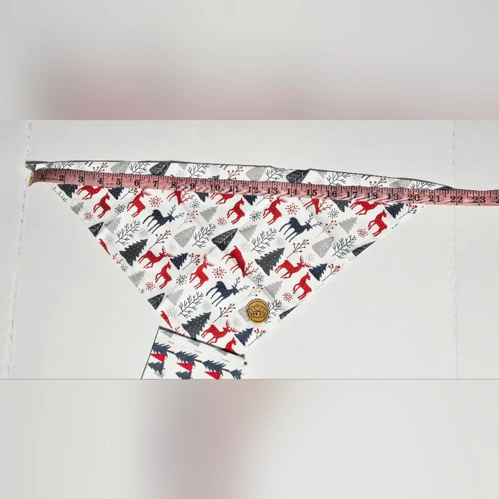 Set of 2 Crowned Beauty Christmas Dog Bandanas Reindeer Trees‎ Holiday Pet Scarf
